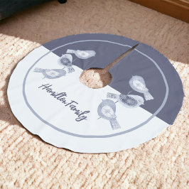 北欧クリスマスブルーパーソナライズされたバード ブラッシュドポリエステルツリースカート