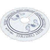 北欧クリスマスブルーパーソナライズされたバード ブラッシュドポリエステルツリースカート (アングル)