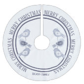 北欧クリスマスブルーパーソナライズされたバード ブラッシュドポリエステルツリースカート (正面)