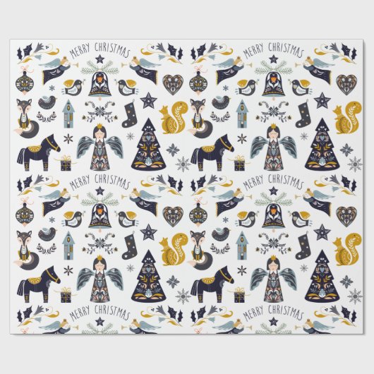 北欧クリスマスラッピング紙 ラッピングペーパー (フラット)