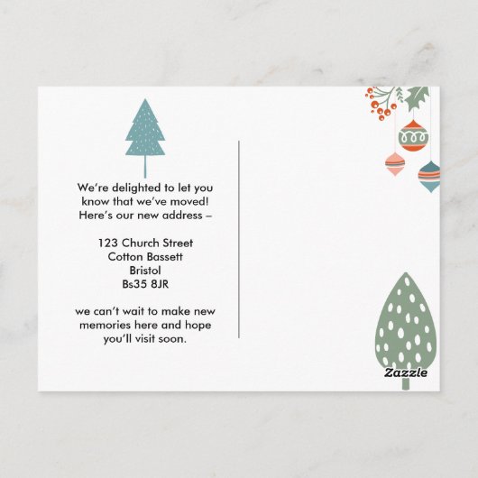 北欧クリスマス住所の変更スカンジホリデー ポストカード (裏面)