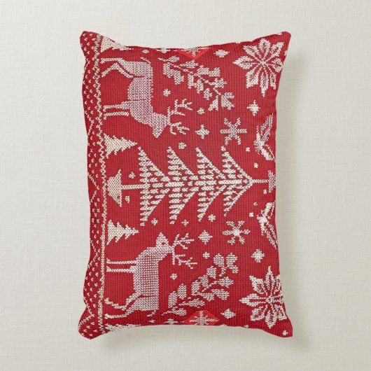 北欧クリスマス刺繍装飾用クッションカバー アクセントクッション (正面(垂直))