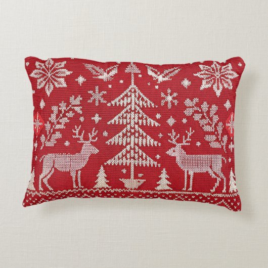 北欧クリスマス刺繍装飾用クッションカバー アクセントクッション (裏面)