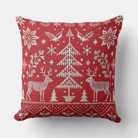 北欧クリスマス刺繍装飾用クッションカバー クッション (正面)