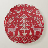 北欧クリスマス刺繍装飾用クッションカバー ラウンドクッション (正面)