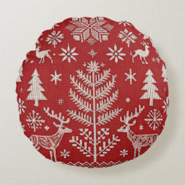北欧クリスマス刺繍装飾用クッションカバー ラウンドクッション
