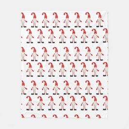 北欧クリスマス格言マンガパターンレッドグレー フリースブランケット