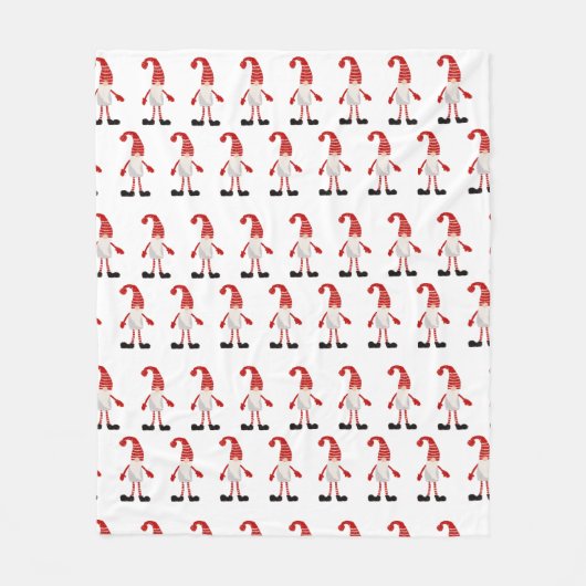 北欧クリスマス格言マンガパターンレッドグレー フリースブランケット (正面)