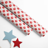 北欧クリスマス赤い星と青い雪だるま ラッピングペーパー