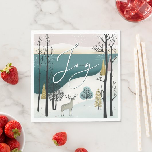 北欧クリスマス | ジョイウッドランドウィンターホリデー スタンダードランチョンナプキン (インサイチュ)