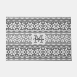 北欧グレースノーフレークセーターパターパーソナライズされたン ドアマット