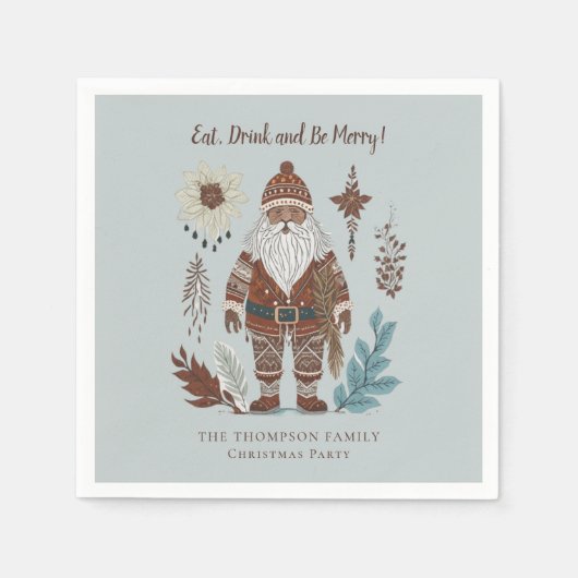北欧サンタ食べドリンクメリークリスマス スタンダードカクテルナプキン (正面)