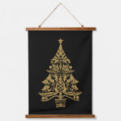 北欧スカンジナビアのクリスマスツリーの装飾 吊り下げ型タペストリー (正面)