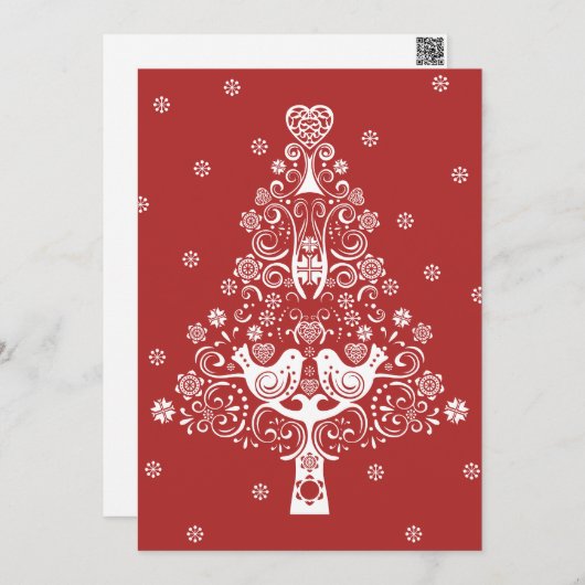 北欧スカンジナビアのクリスマスツリー魔法 シーズンカード (正面/裏面)