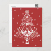 北欧スカンジナビアのクリスマスツリー魔法 シーズンポストカード (正面/裏面)