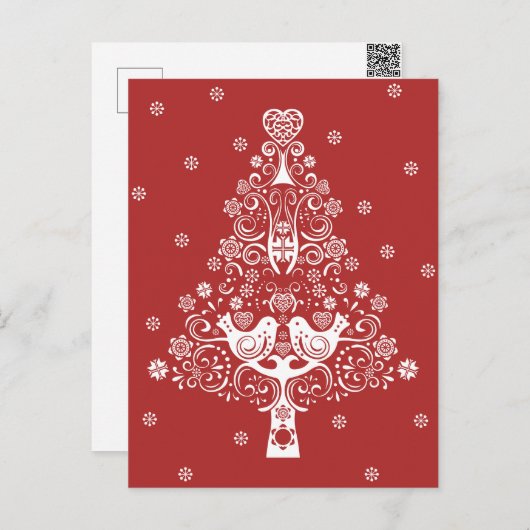 北欧スカンジナビアのクリスマスツリー魔法 シーズンポストカード (正面/裏面)