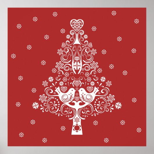 北欧スカンジナビアのクリスマスツリー魔法 ポスター (正面)