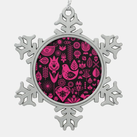 北欧スカンジナビアのクリスマスデコレーション スノーフレークピューターオーナメント (正面)