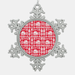 北欧スカンジナビアのクリスマスデコレーション スノーフレークピューターオーナメント