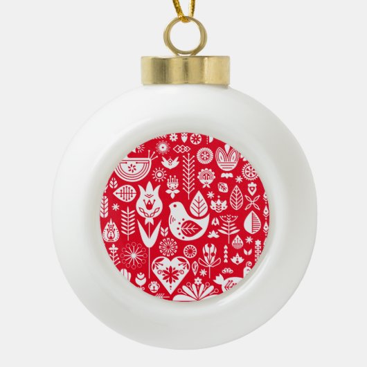 北欧スカンジナビアのクリスマスデコレーション セラミックボールオーナメント (正面)