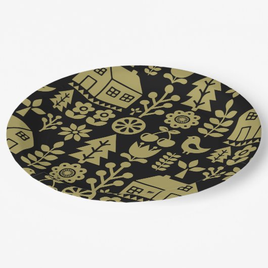 北欧スカンジナビアのクリスマスデコレーション ペーパープレート (アングル)