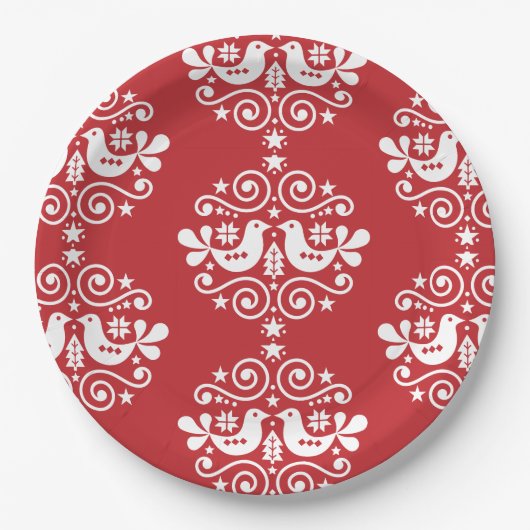 北欧スカンジナビアのクリスマスデコレーション ペーパープレート (正面)