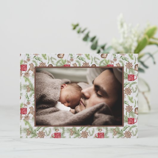 北欧スカンジナビアスタイルのファミリー写真クリスマスカード シーズンカード (スタンド正面)