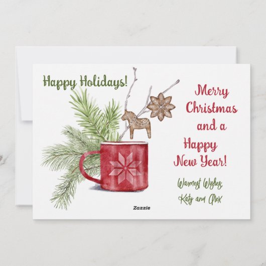 北欧スカンジナビアスタイルのファミリー写真クリスマスカード シーズンカード (裏面)