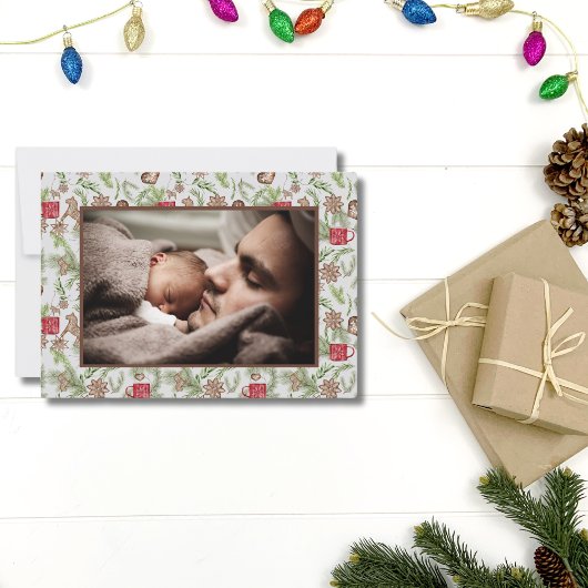 北欧スカンジナビアスタイルの家族写真クリスマスカード シーズンカード