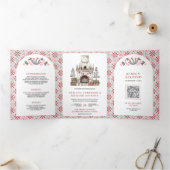 北欧スカンジナビアフォークアートフ結婚ァレス 三つ折り招待状 (内部)