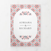 北欧スカンジナビアフォークアートフ結婚ァレス 三つ折り招待状 (カバー)