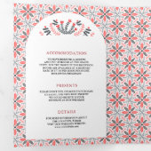 北欧スカンジナビアフォークアートフ結婚ァレス 三つ折り招待状 (内部最初)