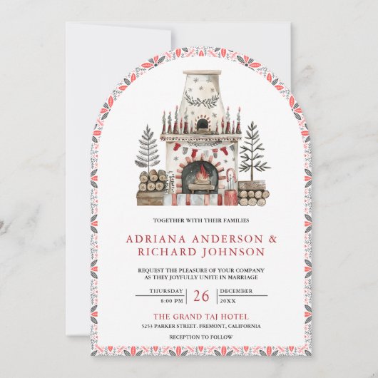 北欧スカンジナビアフォークアートフ結婚ァレス 招待状 (正面)