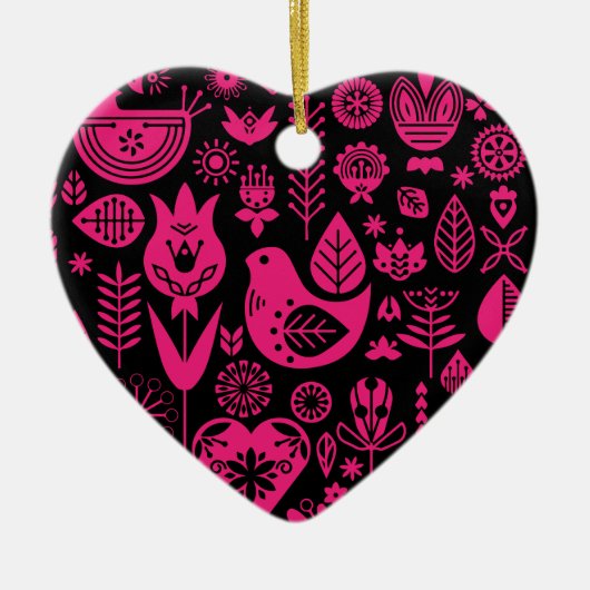 北欧スカンジナビアフォークパターンアート セラミックオーナメント (正面)