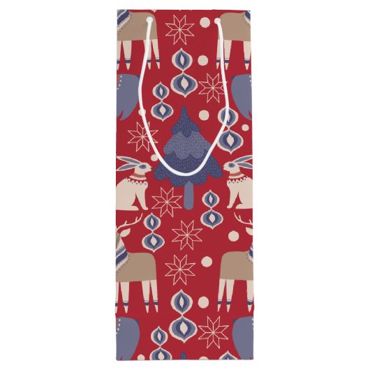 北欧スカンジナビア森林クリスマス ワインギフトバッグ (裏面)