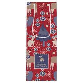 北欧スカンジナビア森林クリスマス ワインギフトバッグ