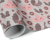北欧スカンジナビア様式グレーとピンク ラッピングペーパー (ロールコーナー)