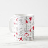 北欧スカンジナビア赤と白のクリスマス コーヒーマグカップ (正面左)