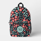 北欧スタイルに咲くピンクのレトロスタイル プリントバックパック (正面)