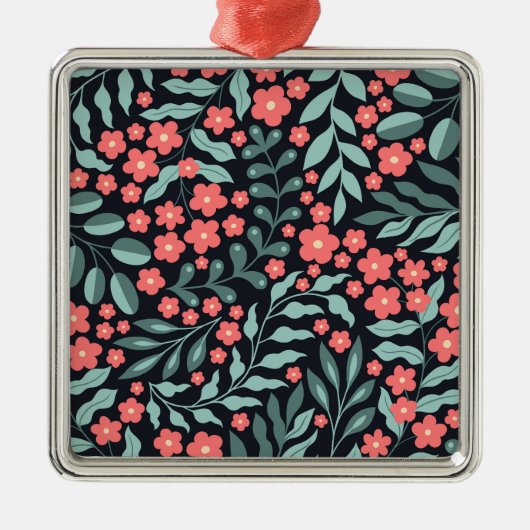 北欧スタイルに咲くピンクのレトロスタイル メタルオーナメント (正面)