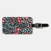 北欧スタイルに咲くピンクのレトロスタイル ラゲッジタグ (正面横)