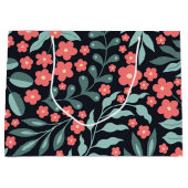 北欧スタイルに咲くピンクのレトロスタイル ラージペーパーバッグ (正面)