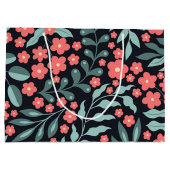 北欧スタイルに咲くピンクのレトロスタイル ラージペーパーバッグ (裏面)