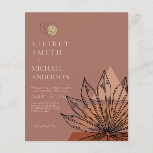 北欧スタイルの幾何学的デザインを取り入れたジャパンディ抽象ウェディング チラシ (正面)