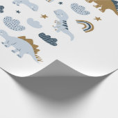 北欧スタイルの手描き恐竜とst ラッピングペーパー (角)