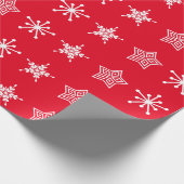 北欧スタイルの民俗的な白と赤のクリスマススター ラッピングペーパー (角)