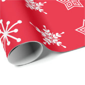 北欧スタイルの民俗的な白と赤のクリスマススター ラッピングペーパー (ロールコーナー)