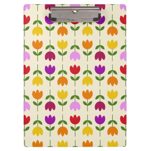 北欧スタイルカラフルオンCrmフラワーパターン クリップボード (正面)