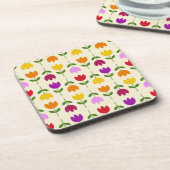 北欧スタイルカラフルオンCrmフラワーパターン コースター (左側)