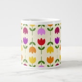 北欧スタイルカラフルオンCrmフラワーパターン ジャンボコーヒーマグカップ (正面)